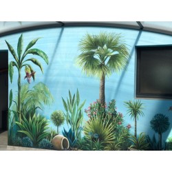Décor de mur de piscine tropical